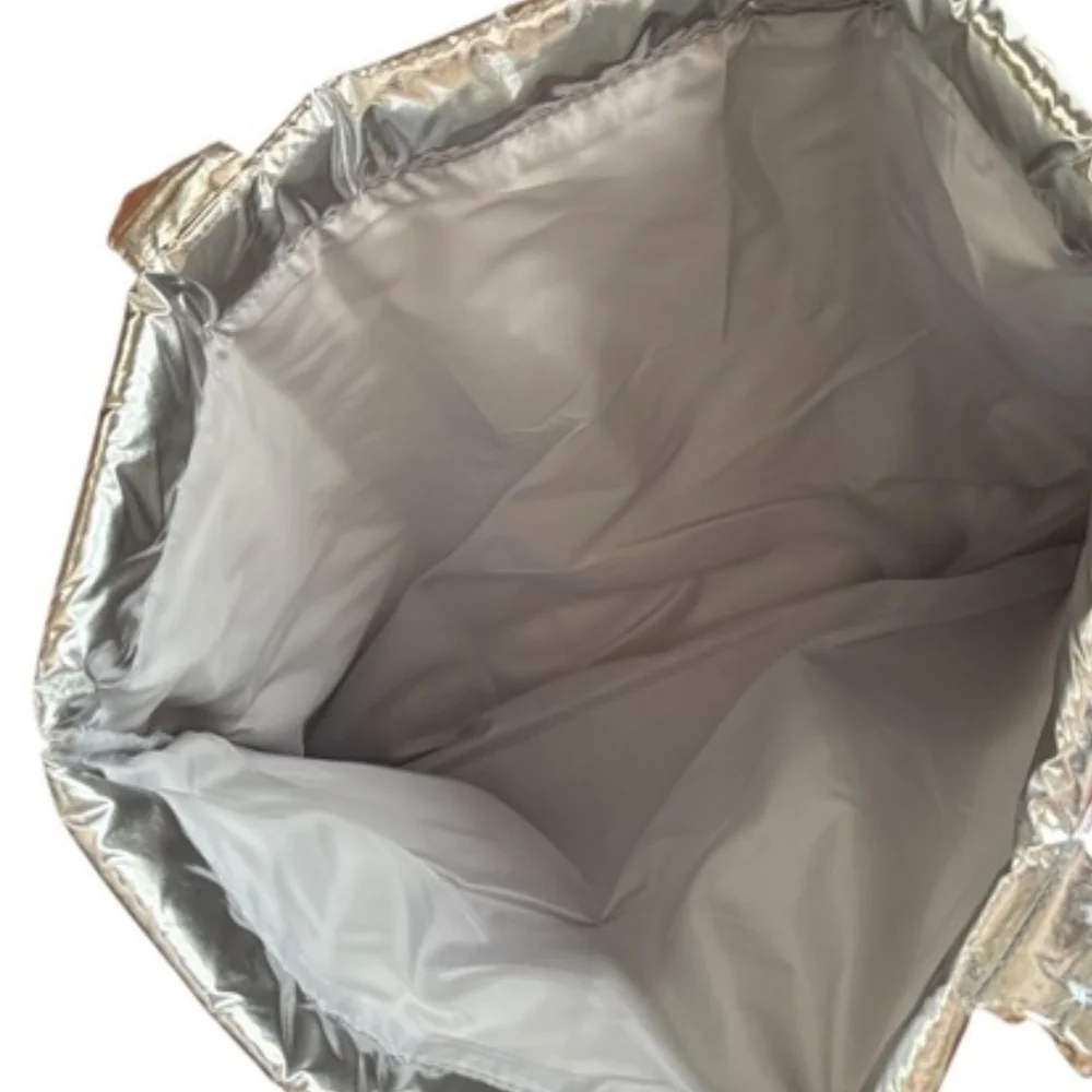 Metallic Puffer Tote In Silver - Bath & Body Works Bag - NWT Large - Picture 3 of 4